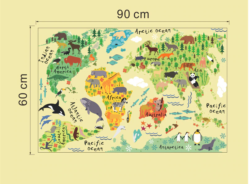 Sticker mural chambre d'enfant / chambre d'enfant - carte du monde ave –  KneeBees