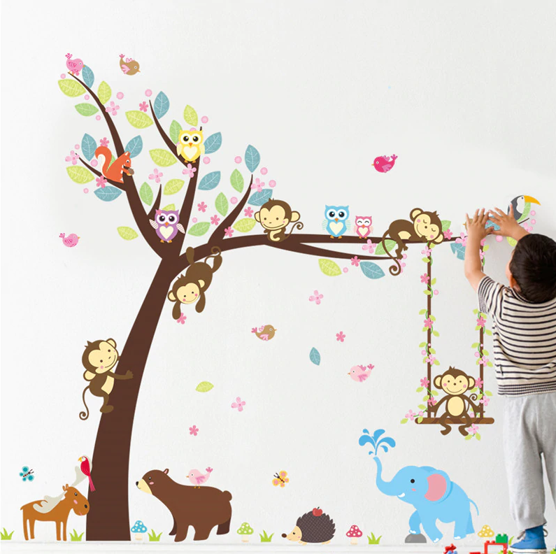 Nursery / Kids' Room Wall Decal - Jungle Forest-Nursery Wall Decals-KneeBees