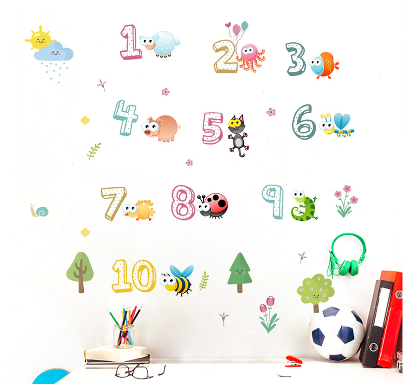 Nursery / Kids' Room Wall Decal - Adorable Numbers 1-10-Nursery Wall Decals-KneeBees
