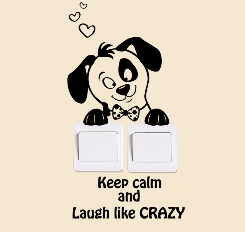 Car / Nursery / Kids' Room Wall Decal - Adorable Puppy "Keep Calm And Laugh Like Crazy"-Nursery Wall Decals-KneeBees